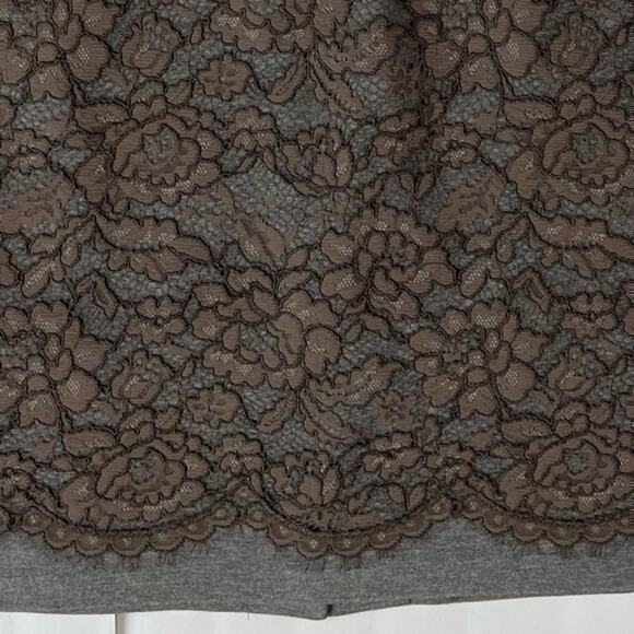 Loft Chocolate Lace Overlay Party Event Feminine Pencil Skirt NWOT Size 6 - Picture 2 of 8